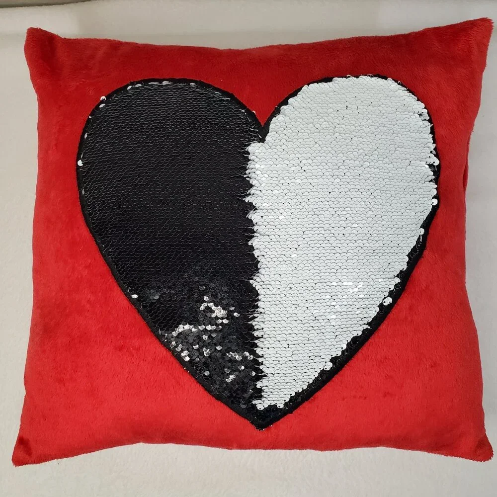 Heart Pillow REVERSIBLE Sequins Heart Pillow